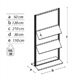Accessorio  espositivo SIDEROS'   "piani inclinati" cm120x50x210h.