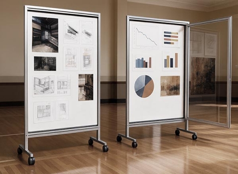 Bacheca autoportanti su ruote della linea ALA  FELTRO