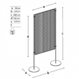 Pannello espositivo EXPO'  "griglia metallica" con basi tonde.MD-EXG10T2